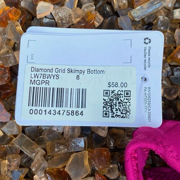 Lululemon Magenta Diamond Grid Skimpy-Fit Swim Bikini Bottoms. Size 8. (NWT)! - Picture 10 of 13